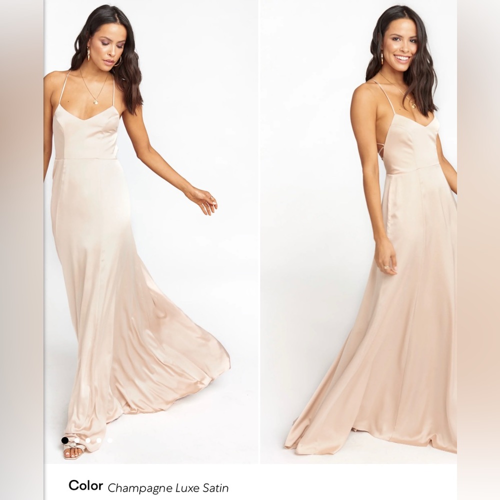 Godshaw Goddess Gown-champagne color.